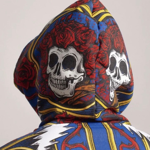 Chinatown Market x The Grateful Dead Border Bandana Hoodie, Skulls Men's Medium - Picture 2 of 16